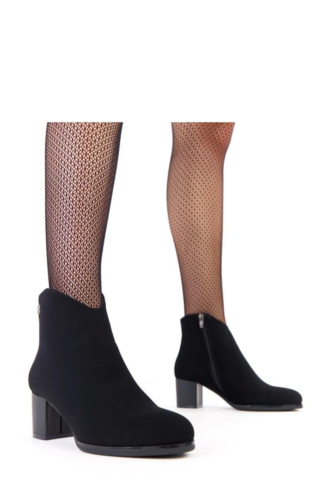 Love Lace Love Lace Women's Matte Ankle Boots with Zircon Detail & Column Heel in Black - 4