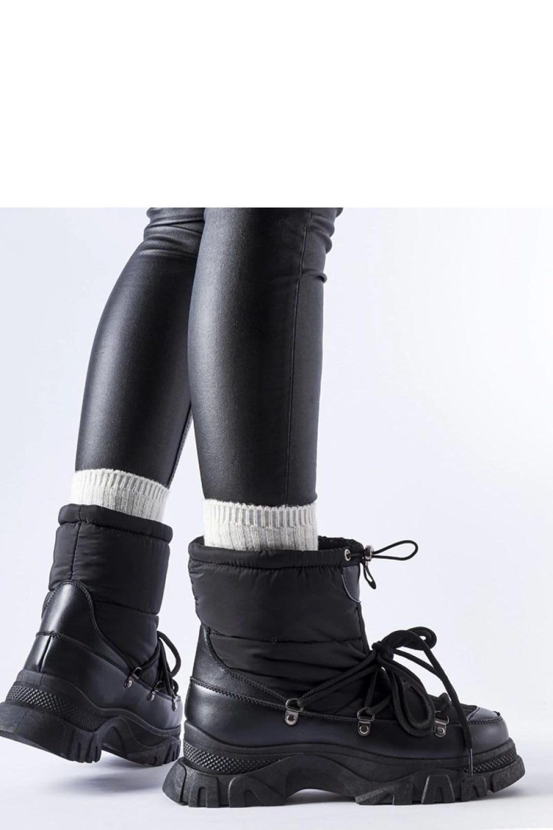 Love Lace Love Lace Women's Insulated Waterproof Lace Up Snow Boots with Medium Heel in Black - 1