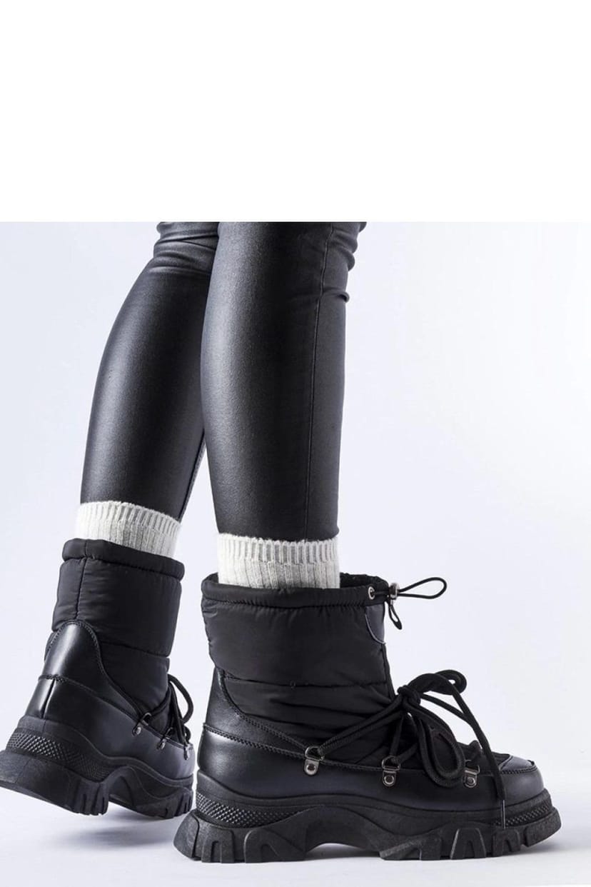Love Lace Love Lace Women's Insulated Waterproof Lace Up Snow Boots with Medium Heel in Black - 1