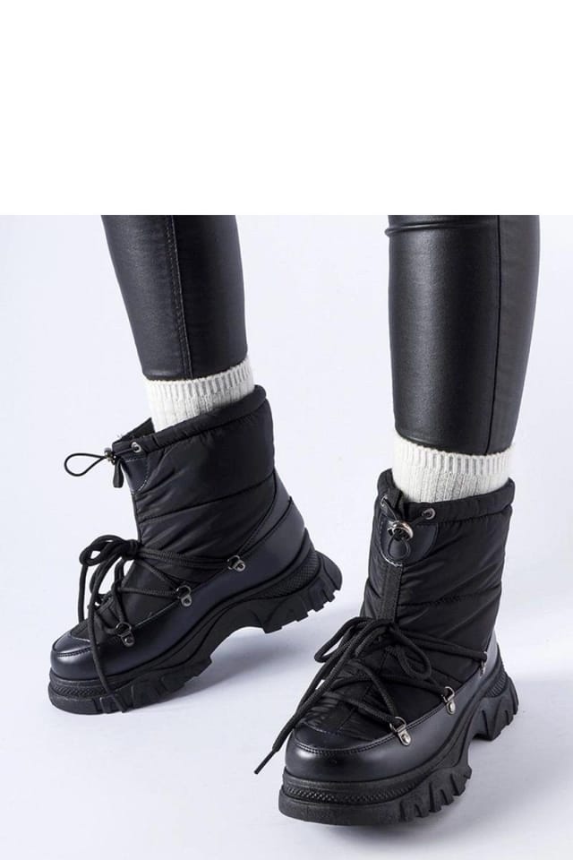 Love Lace Love Lace Women's Insulated Waterproof Lace Up Snow Boots with Medium Heel in Black - 2