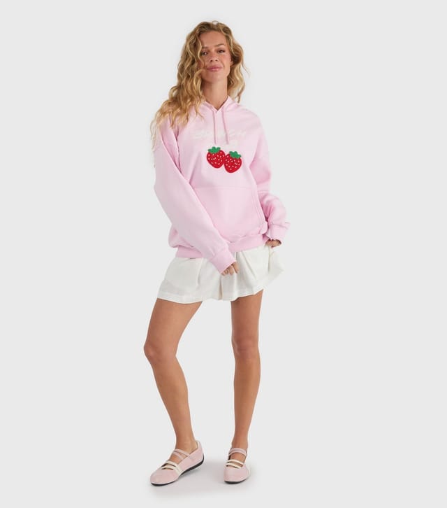 Skinnydip Women's Pink Brunch Club Beaded Strawberry Hoodie Skinnydip New Look - 2