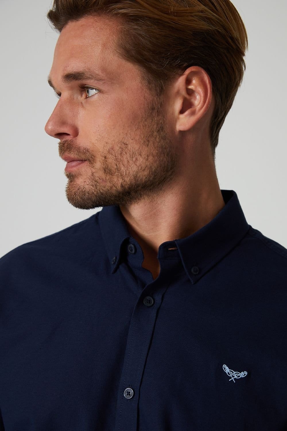 Threadbare Threadbare Men's Oxford Cotton 'Beacon' Long Sleeve Shirt in Navy - 4