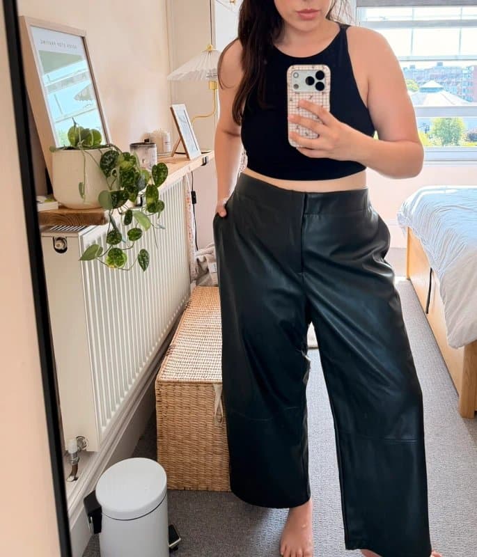 ASOS ASOS Faux Leather Wide Leg Trousers