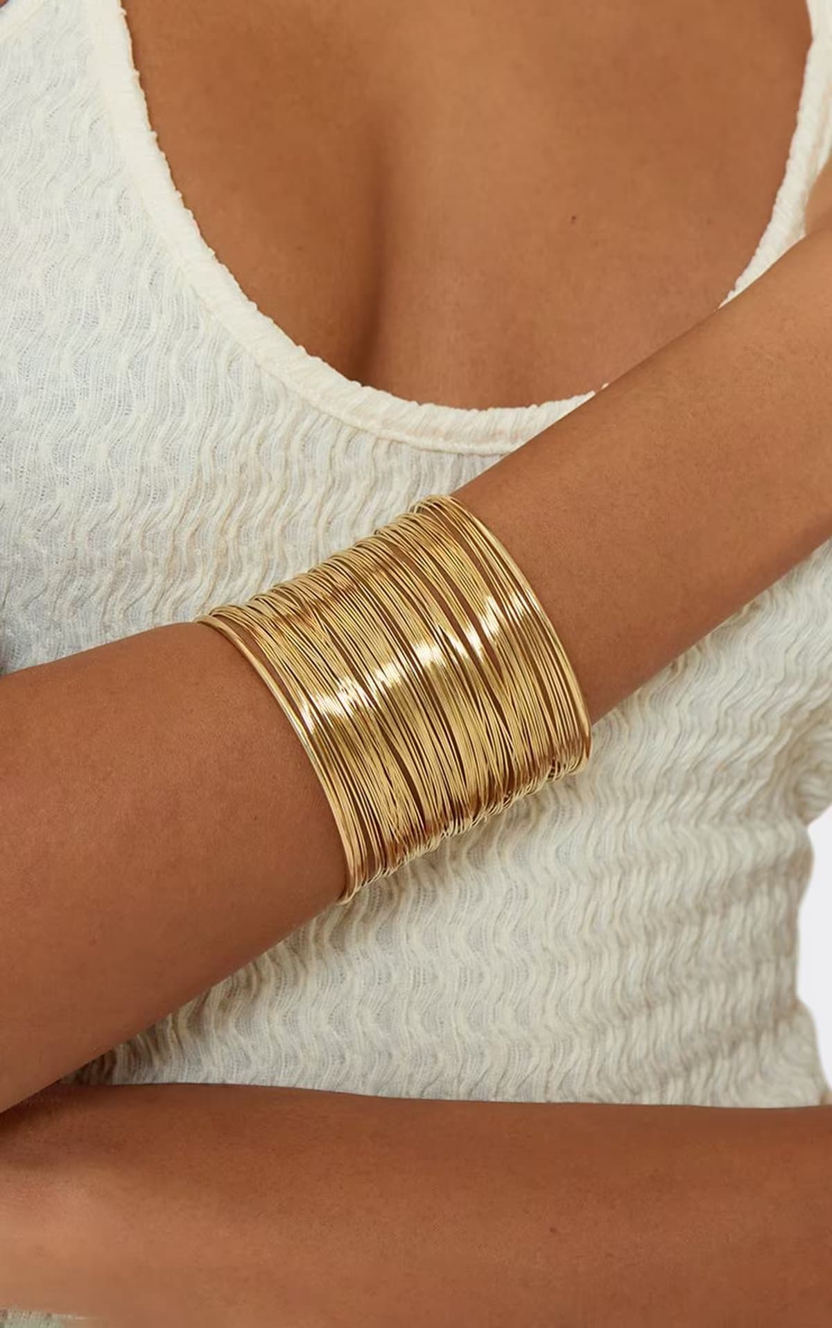 EGO EGO Gold Metallic Cuff Bangle Bracelet, Women's Size UK 0