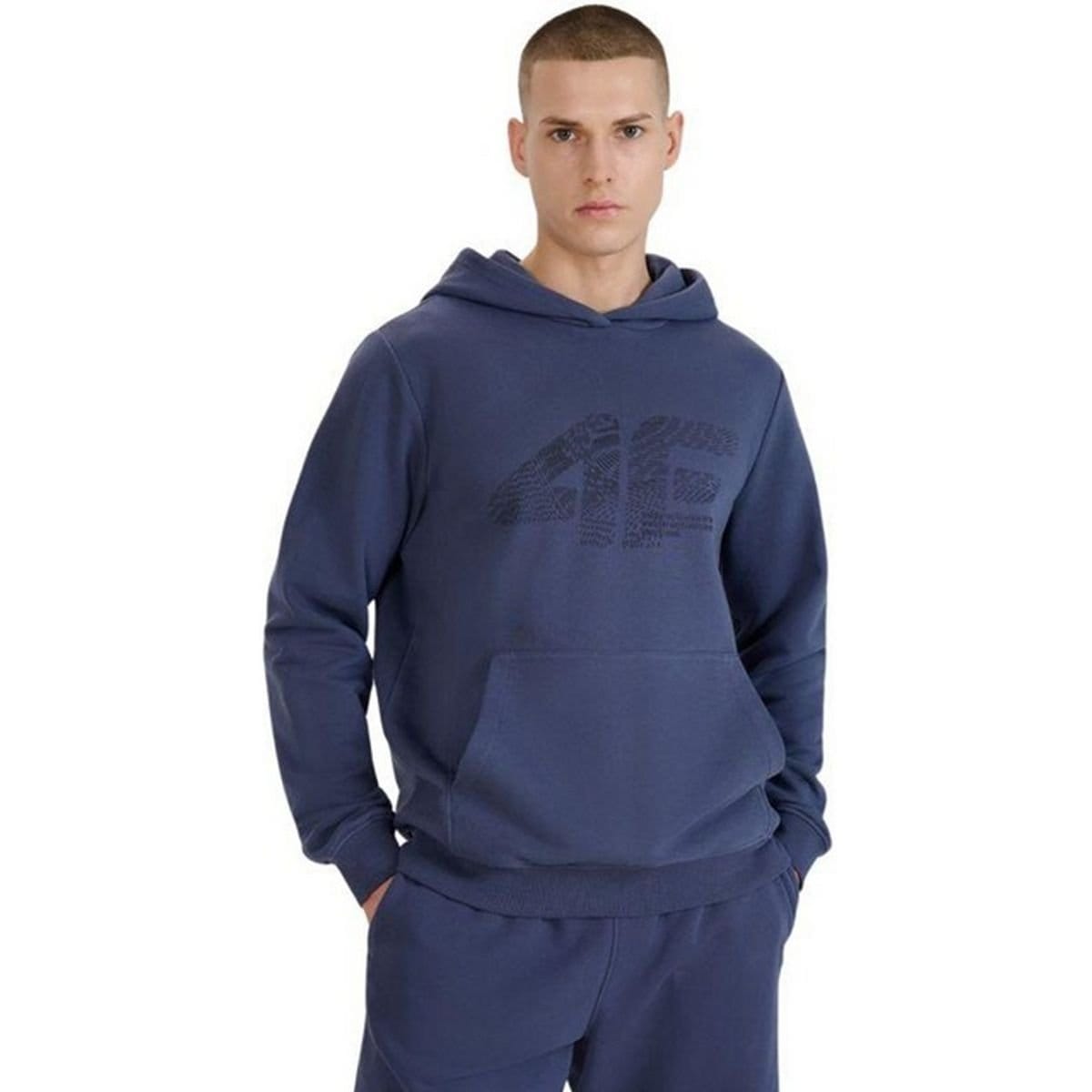 4F 4F Men's M1585 Logo Hoodie in Navy - 4