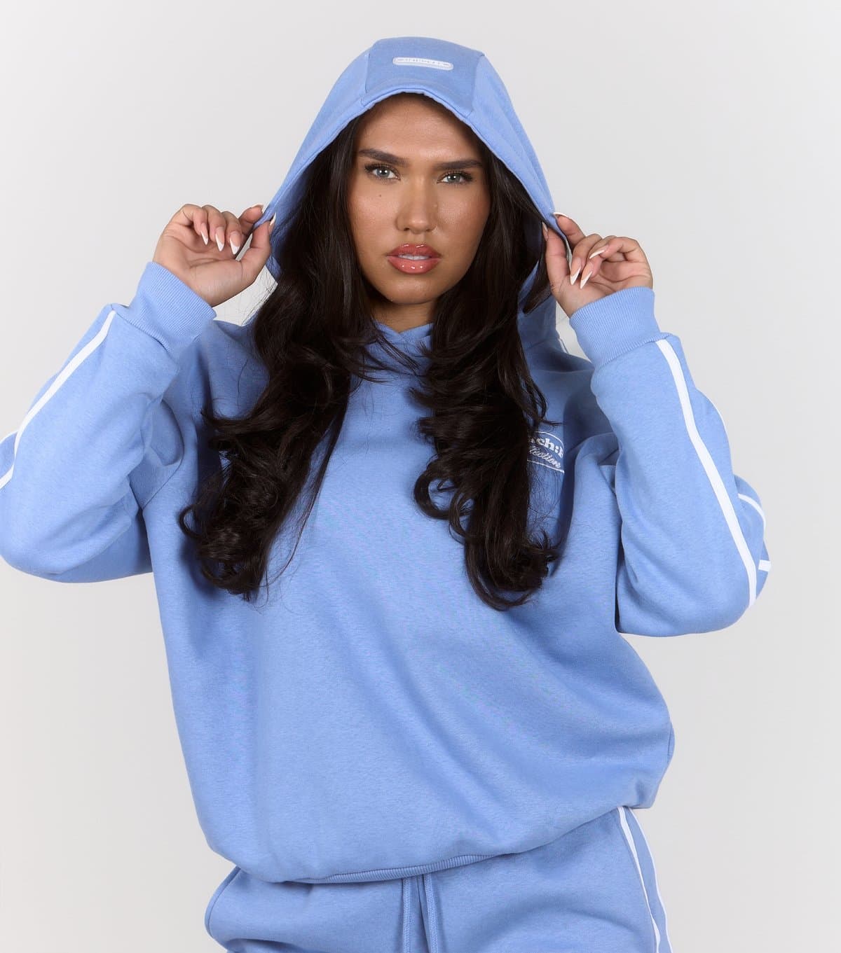 Peach Fit Women's Light Blue Side Stripe Laelia Hoodie Peach Fit New Look