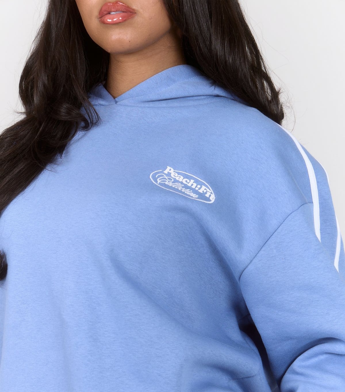 Peach Fit Women's Light Blue Side Stripe Laelia Hoodie Peach Fit New Look - 4