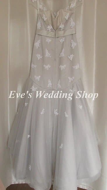 Loulou Lou Lou bridal grey wedding dress with bow UK 10