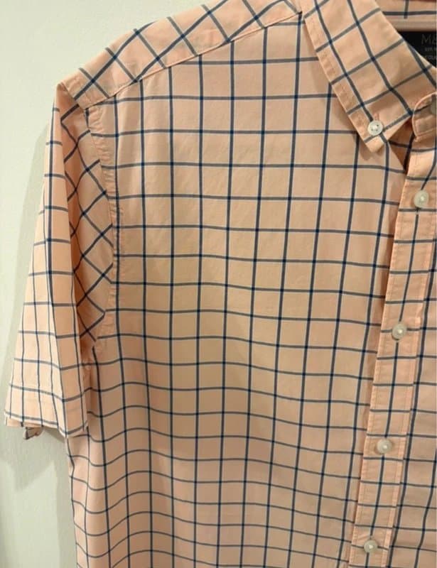 Marks & Spencer Marks and Spencer’s M&S checked short sleeved shirt top sir medium