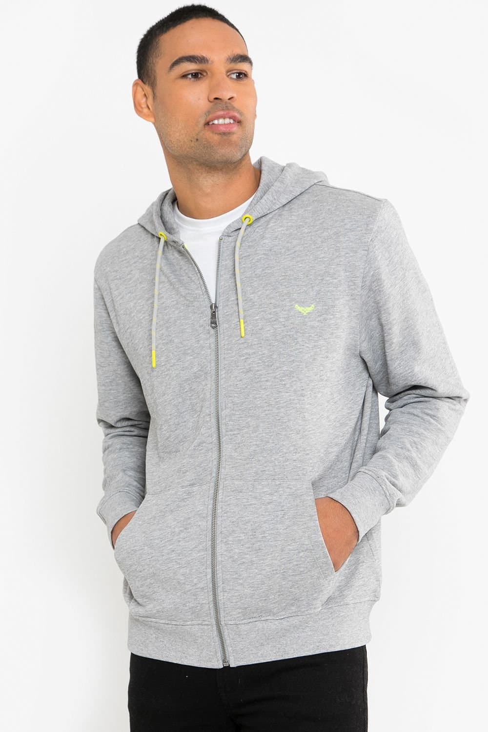 Threadbare Threadbare Light Grey Zip Through Hoodie in Cotton Blend