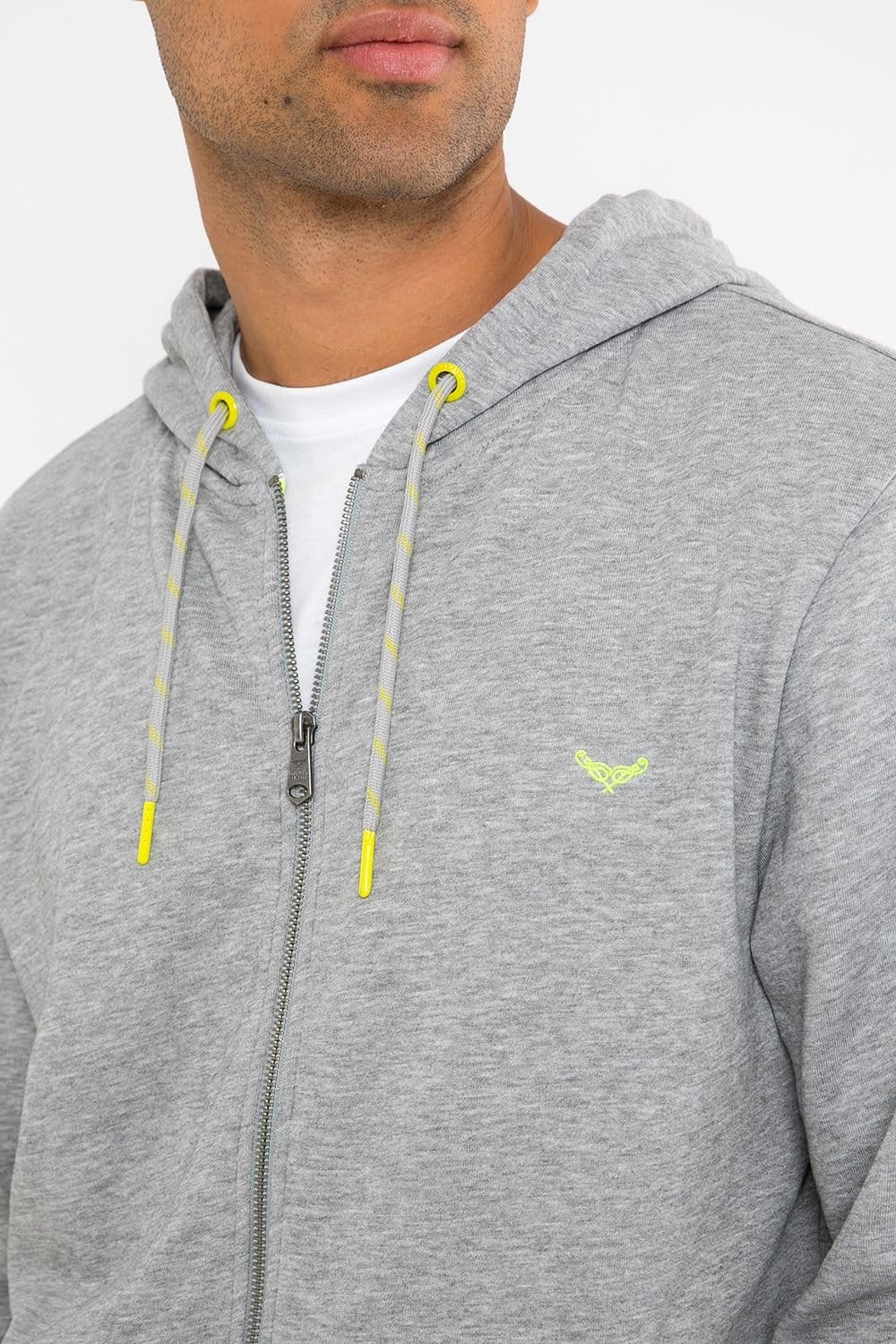 Threadbare Threadbare Men's Cotton Blend 'Tangerine' Zip Through Hoodie in Light Grey - 4