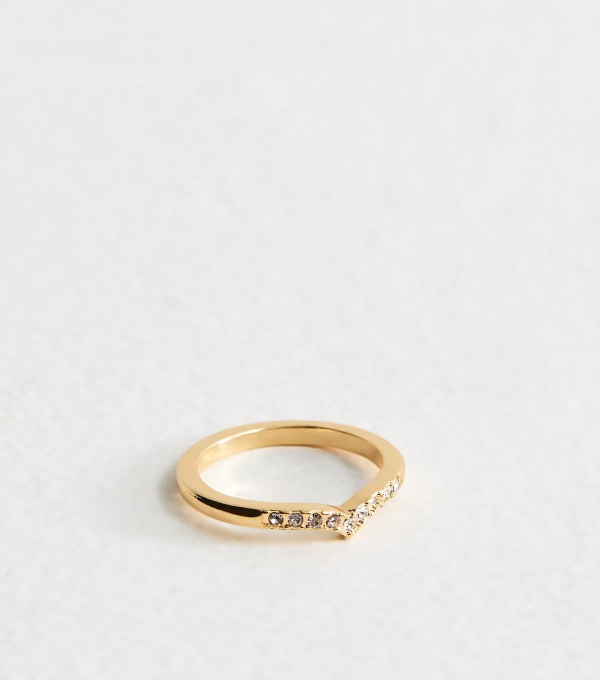 New Look Gold Tone Diamanté Wishbone Chevron Ring New Look