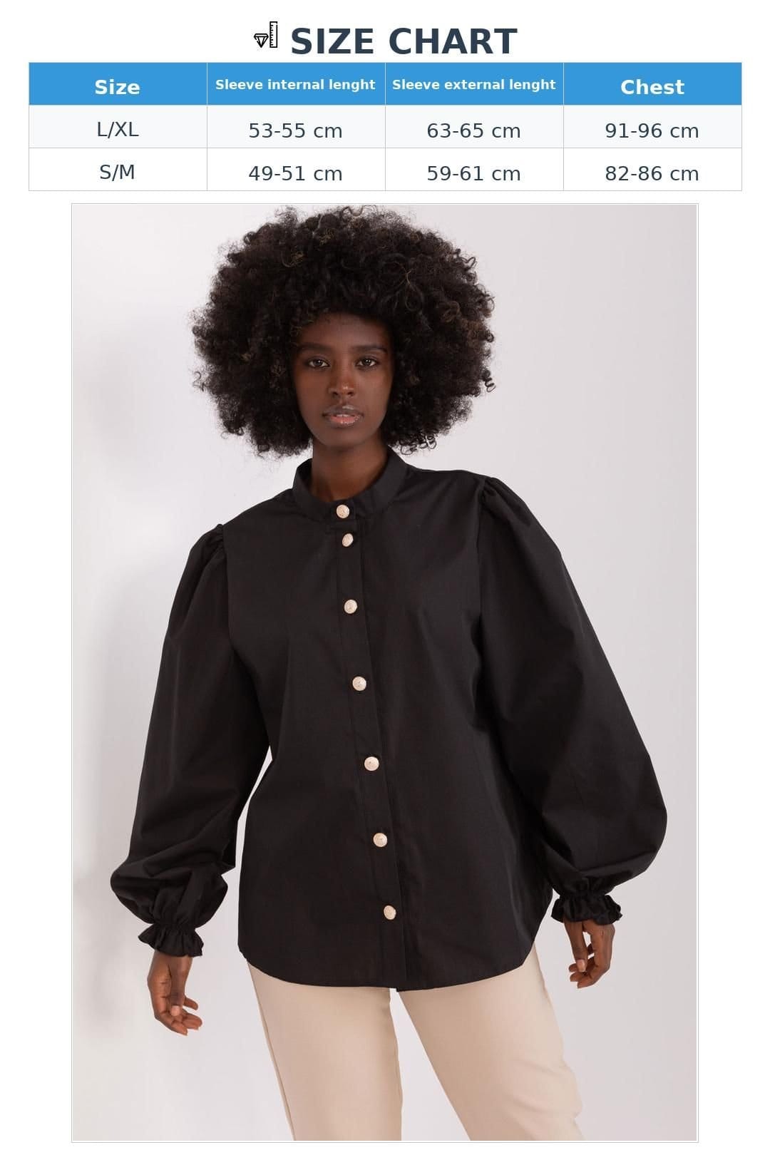 Love Lace Love Lace Women's Long Sleeve Shirt with Stand Collar & Frill Cuff in Black - 4