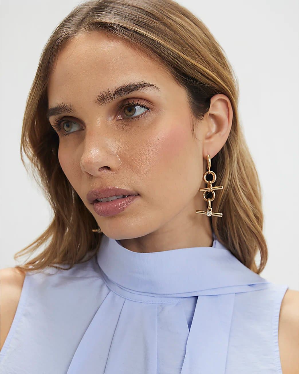 River Island River Island Womens Gold Chunky Bar Drop Earrings