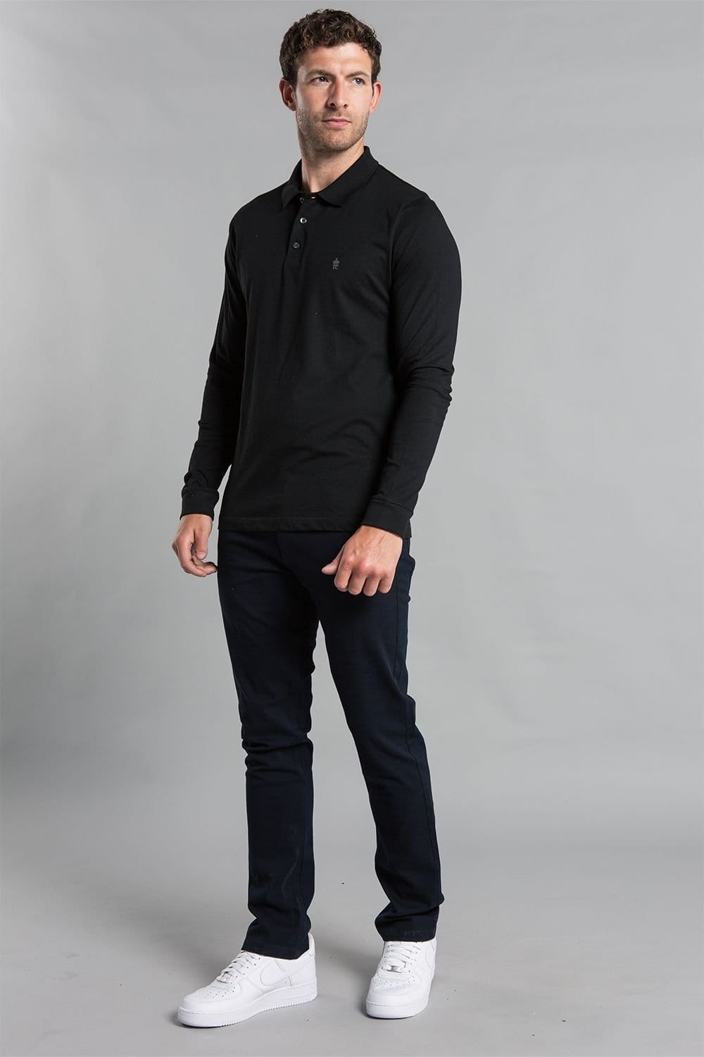 French Connection French Connection Men's 2 Pack Cotton Long Sleeve Polo Shirts in Black - 4