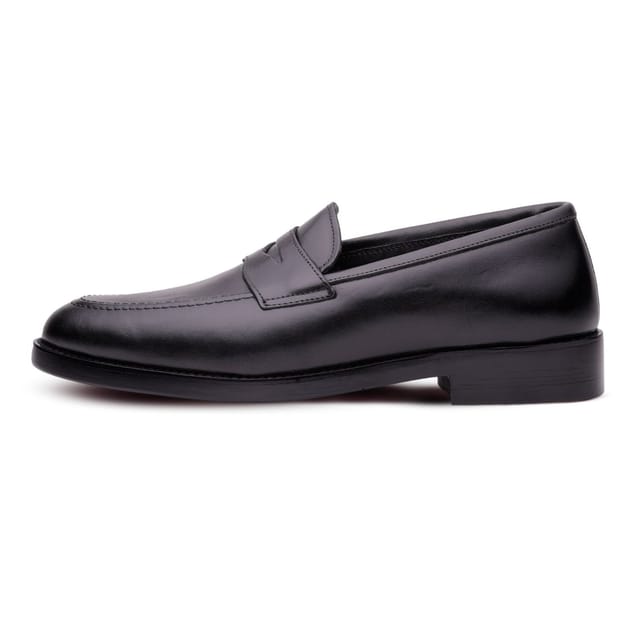 QUIVE London QUIVE London Men's VENTOR Penny Loafers Premium Leather Slip On Shoes for Men in Black - 3