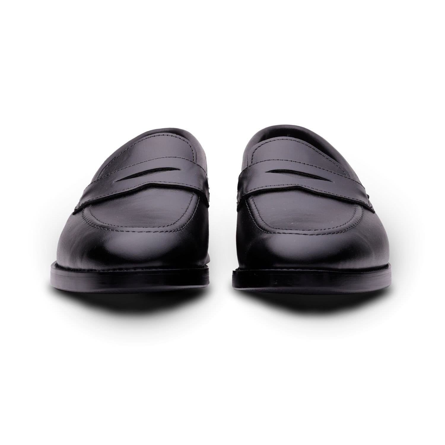 QUIVE London QUIVE London Men's VENTOR Penny Loafers Premium Leather Slip On Shoes for Men in Black - 4