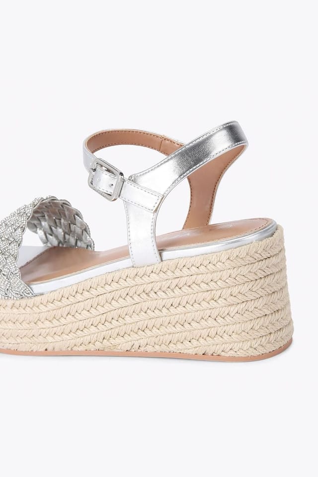 Carvela Carvela Women's 'Treccia Flatform' Fabric Sandals in Silver - 3