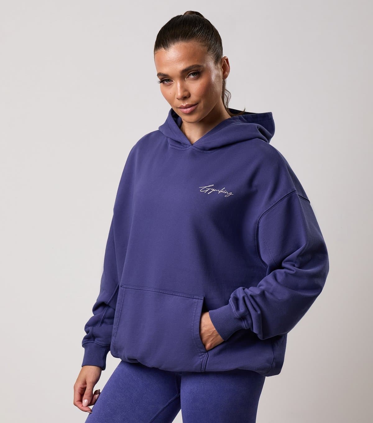 Gym King Women's Bright Blue Reset Logo Print Hoodie Gym King New Look