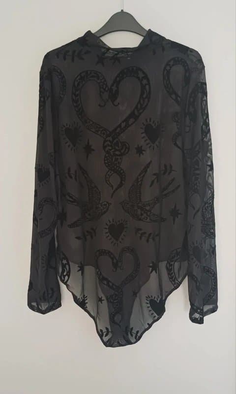 Never Fully Dressed Never Fully Dressed Black Mesh Bodysuit - size 20