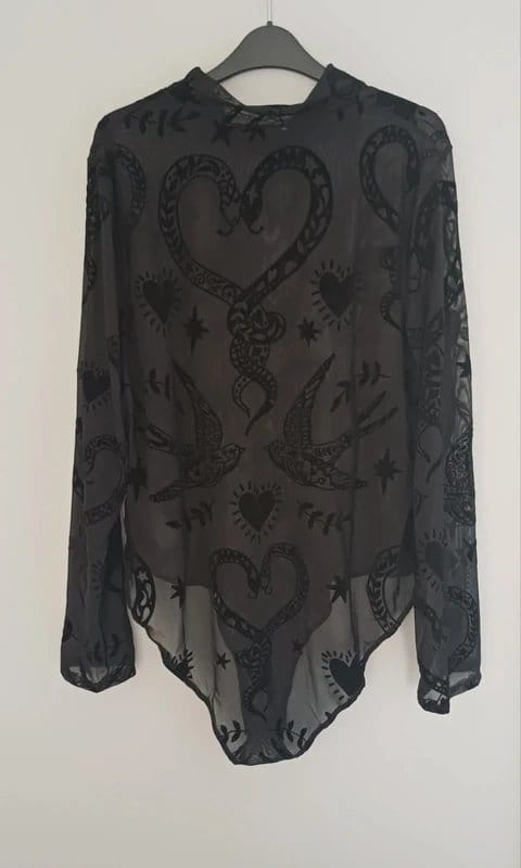 Never Fully Dressed Black Mesh Bodysuit