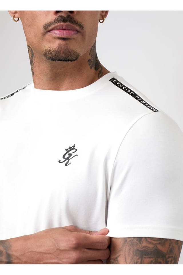 Gym King GYM KING Men's Linear Taped Tee Cream - 2