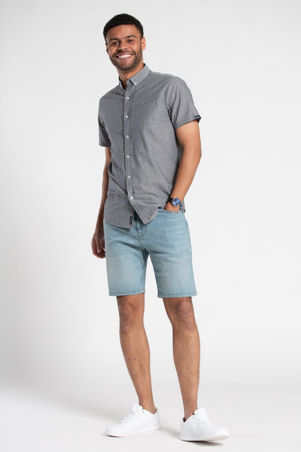 Tokyo Laundry Tokyo Laundry Men's Cotton Chambray Short-Sleeve Shirt in Black - 4