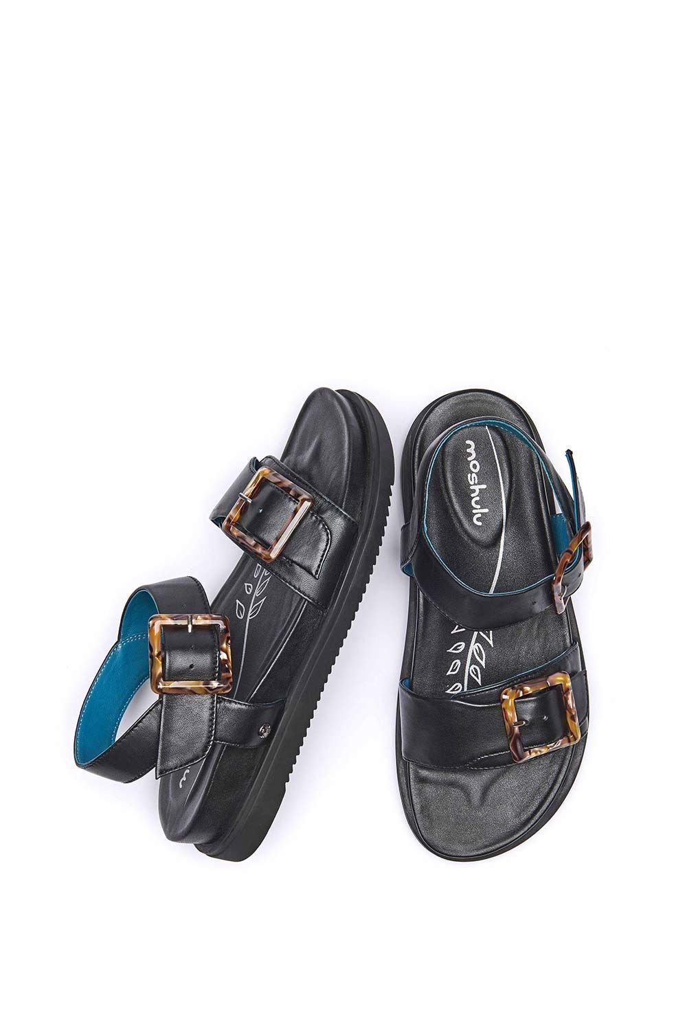 Moshulu Moshulu Women's 'Newark 2' Colourful leather buckle sandals in Black - 2