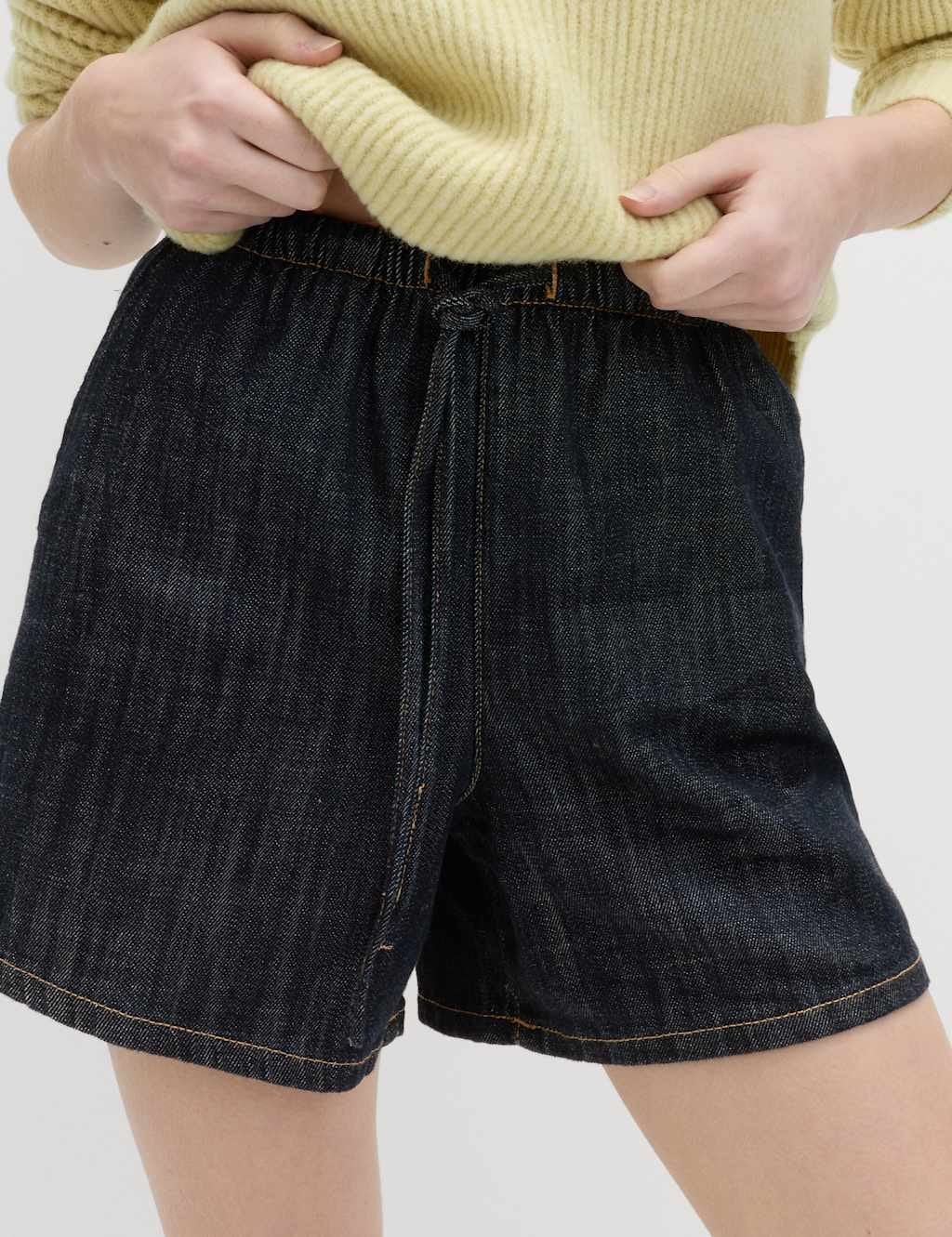Marks & Spencer M&S Cotton Rich Shorts Dark Indigo - 1