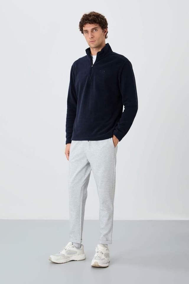 Tommy Life Tommy Life Men's Half-Zip Plush Sweatshirt in Navy - 3