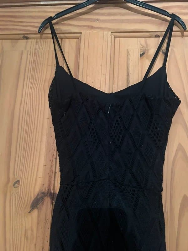 Bershka Black flare crochet knit jumpsuit with cut out design