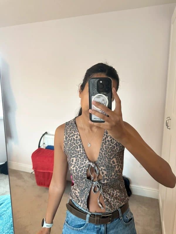 ASOS Leopard print tie front top