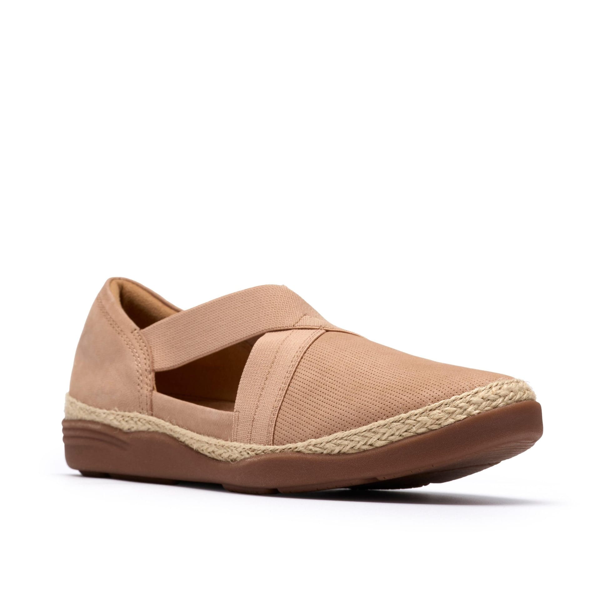 Clarks Clarks Women's Elaina Dusk Beige Nubuck Slip Ons - 4
