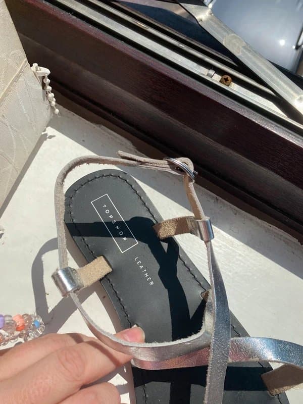Topshop Topshop Real leather Sliver and Black sandals