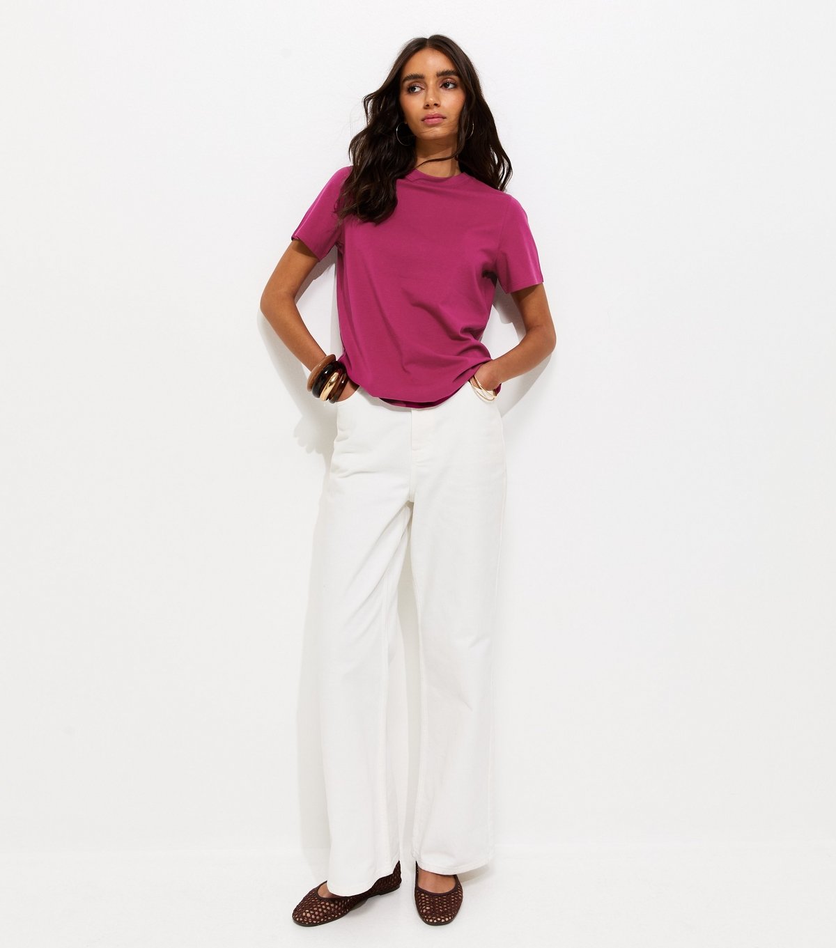 New Look Women's Light Burgundy Cotton Crew Neck T-Shirt New Look - 3