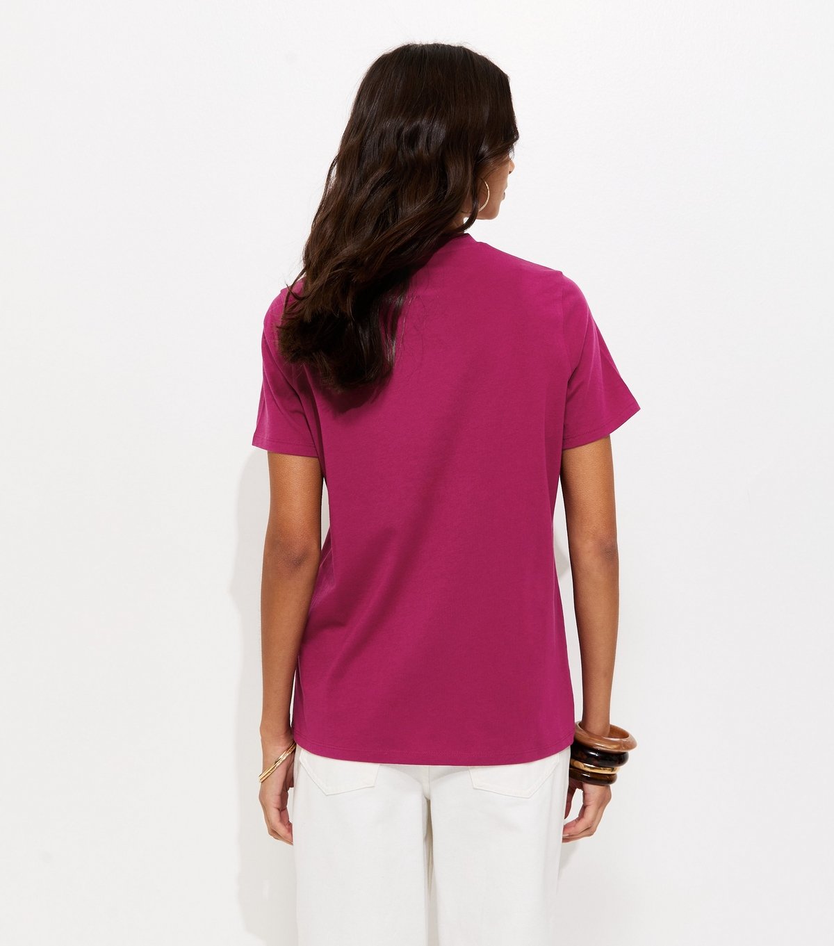 New Look Women's Light Burgundy Cotton Crew Neck T-Shirt New Look - 4