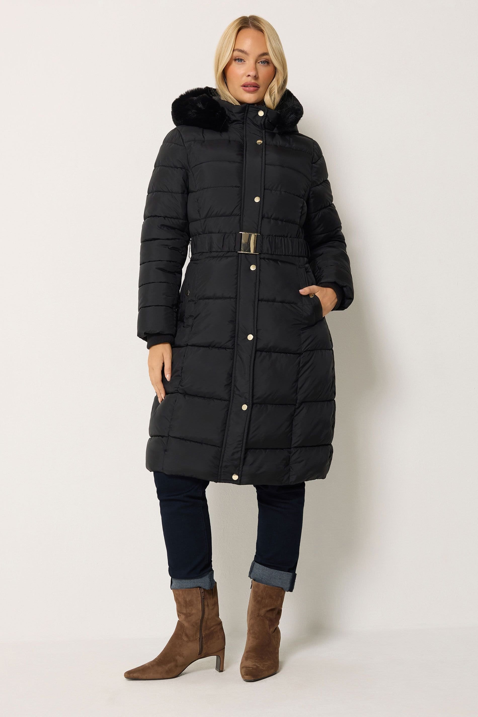 M&Co M&Co Women's Glam Belted Midi Coat in Black - 4