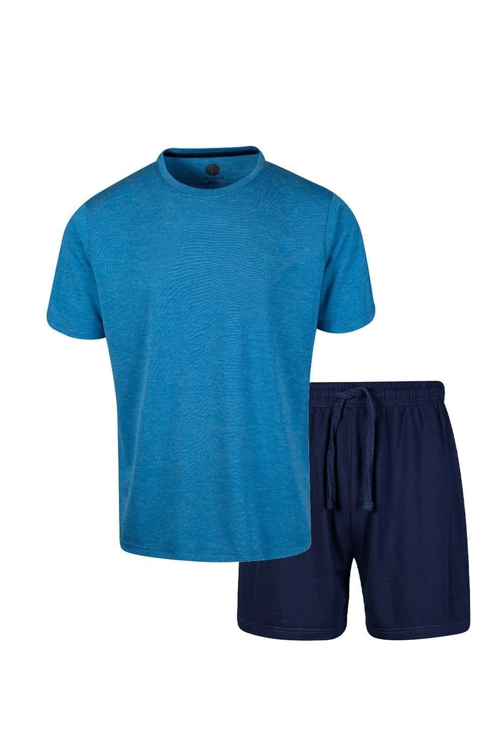 Light & Shade Light & Shade Men's Crew Neck Tee & Short Pyjama Set in Blue - 4