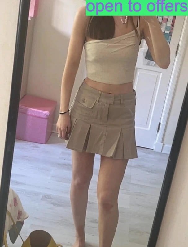 ASOS Beige Pleated Mini Skirt