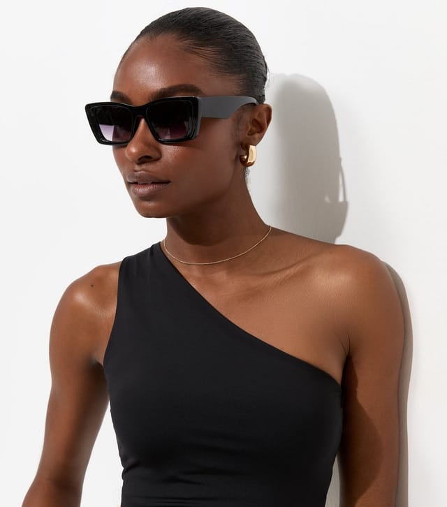 New Look Women's Black Slinky One Shoulder Top New Look - 2