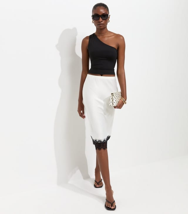 New Look Women's Black Slinky One Shoulder Top New Look - 3