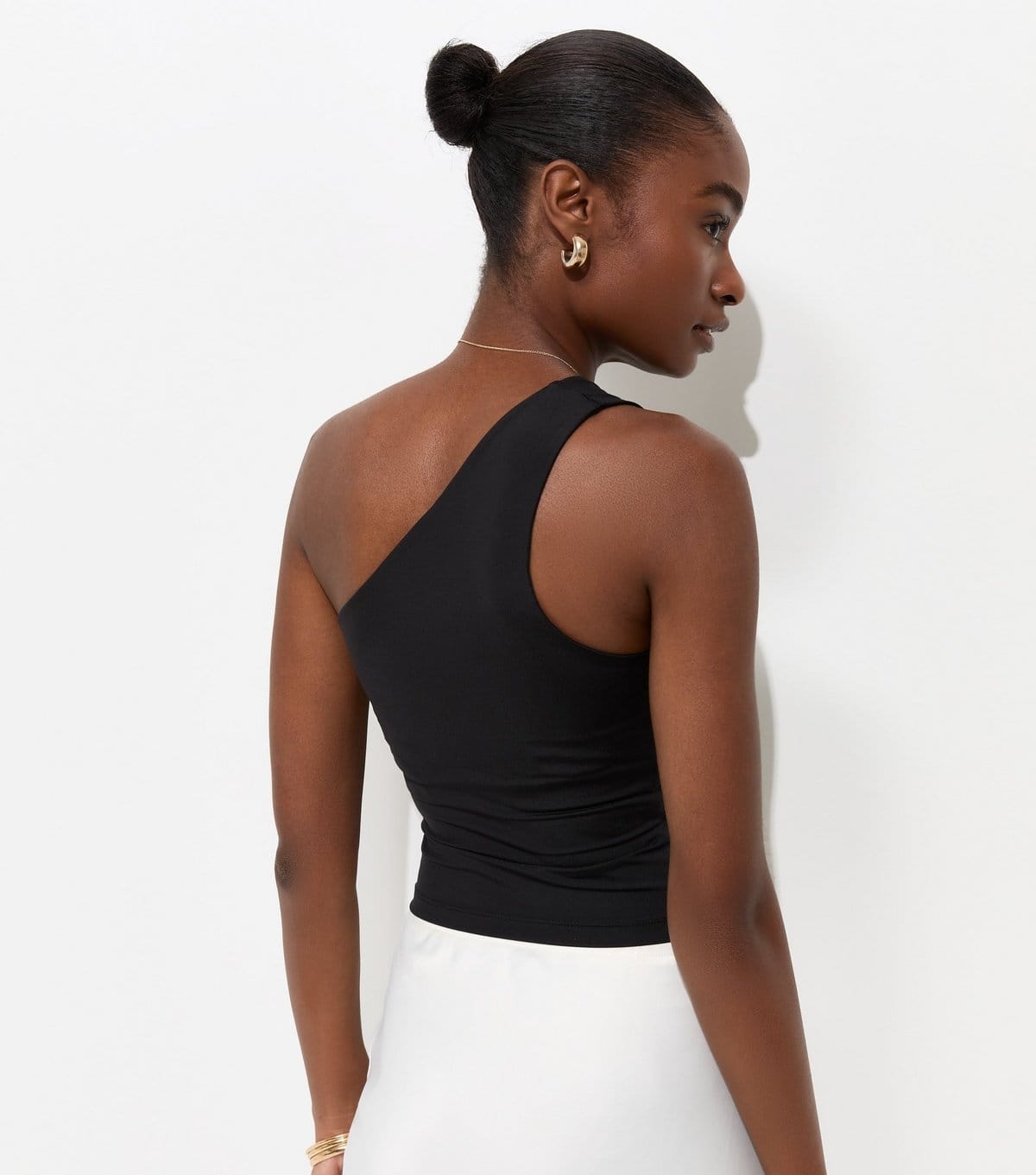 New Look Women's Black Slinky One Shoulder Top New Look - 4