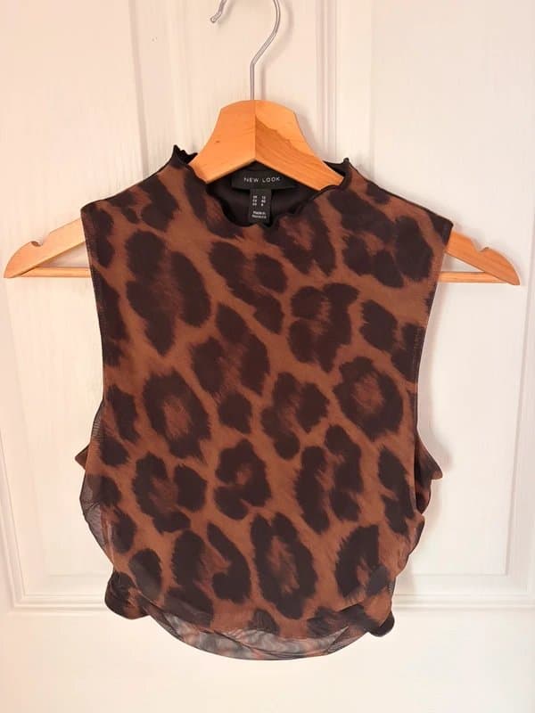 New Look Mesh layered leopard top size 12