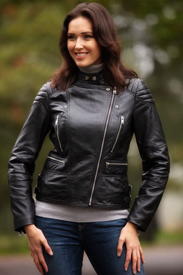 Brampton London Brampton London Women's 'B Soho' Real Leather Biker Jacket in Black - 2
