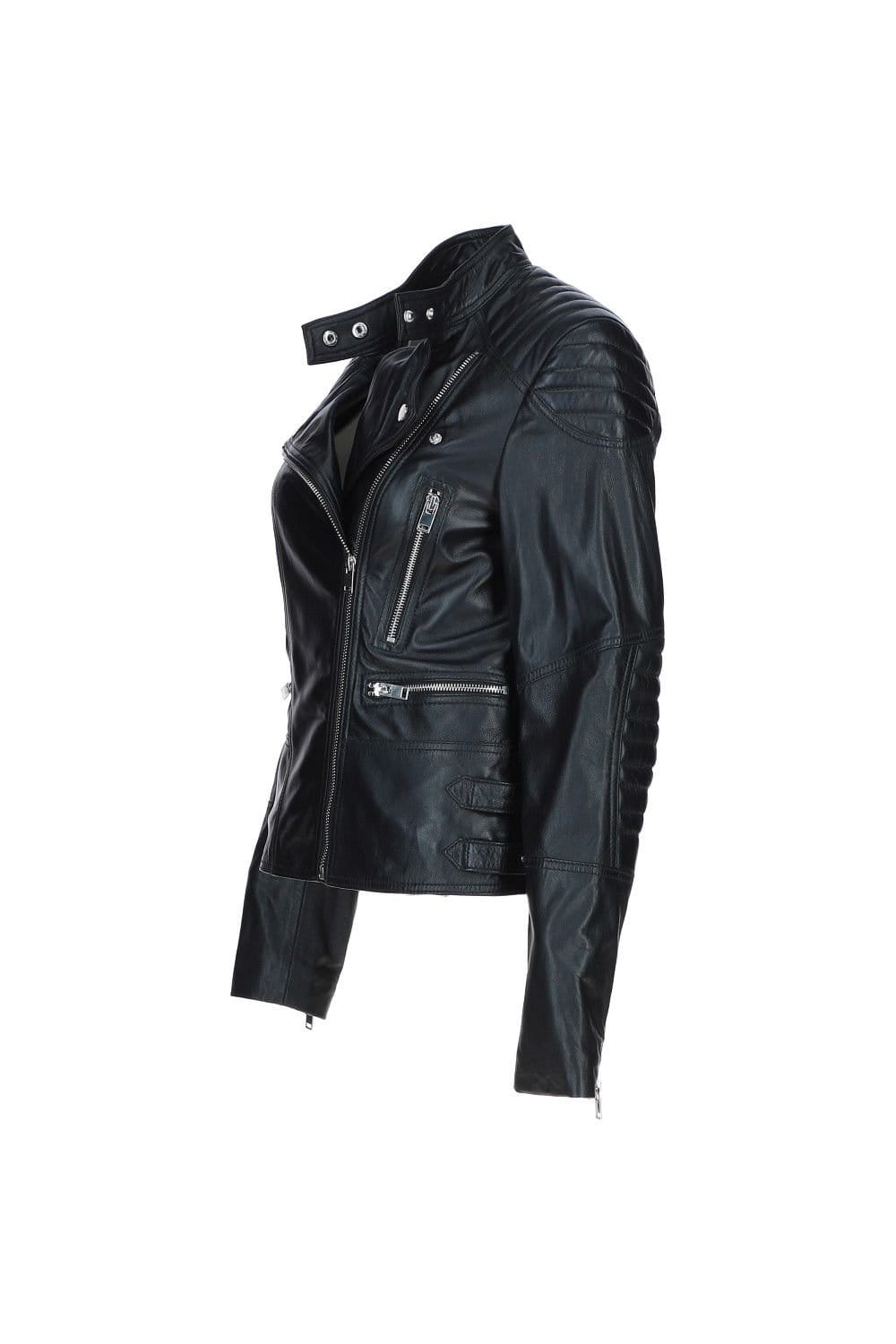 Brampton London Brampton London Women's 'B Soho' Real Leather Biker Jacket in Black - 4