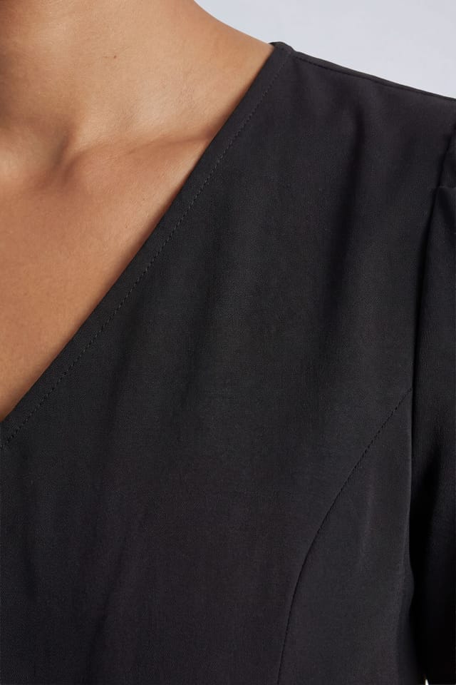 Principles Principles Women's Petite Seam Detail Tie Waist Midi Dress in Black - 3