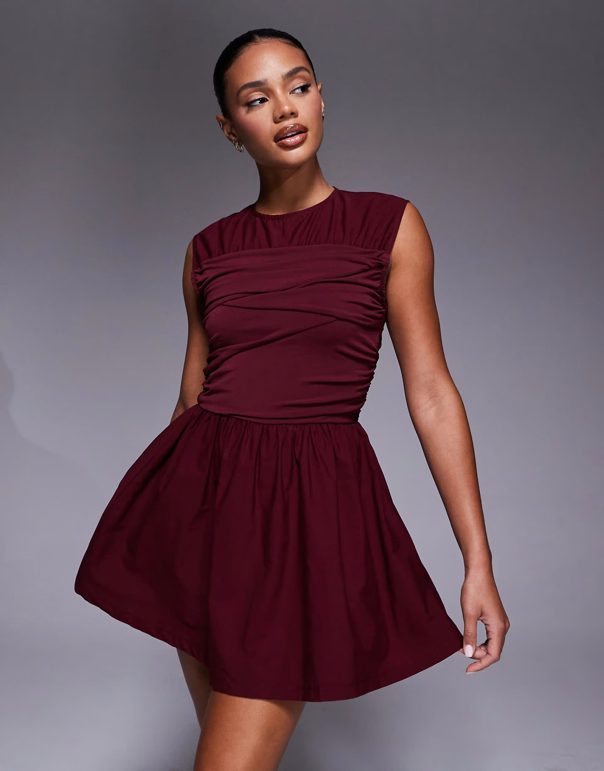 ASOS ASOS Design Wrap Detail Mini Dress in Burgundy