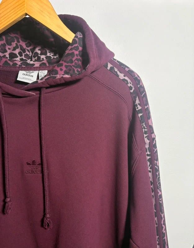 adidas Adidas Burgundy Leopard Print Hoodie