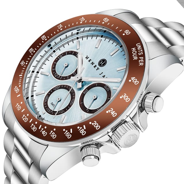 Henry Jay Henry Jay Men's Quartz Stainless Steel Multifunction Watch with GMT-Day-Date & Tachymeter Display in Silver - 2