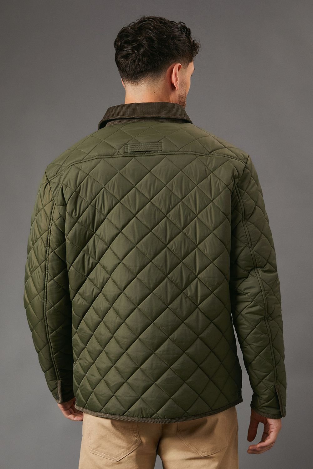 Maine Maine Men's Khaki Cord Collar Diamond Quilted Jacket - 3